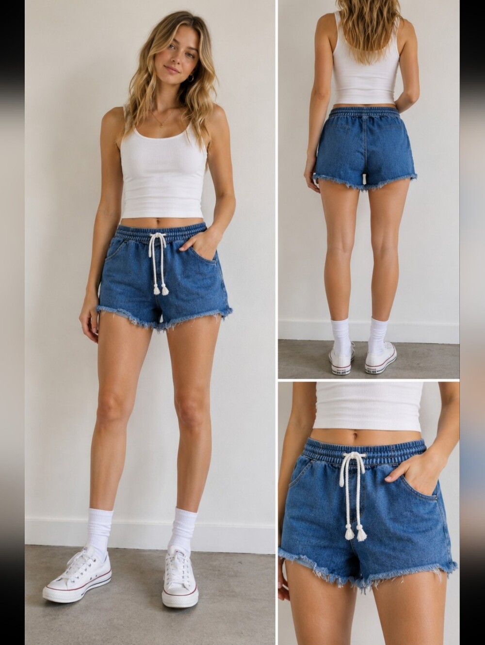 Aerie Blue Denim Women's Frayed Shorts Sz S